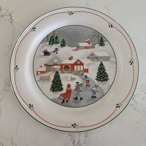 Vintage Sango Silent Night 12" Dinner Plate Joan Luntz Stoneware Winter